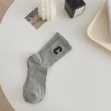 モクグレー | ワンポイント・刺繍ロゴ カラーソックス | ad thie