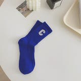 ブルー | ワンポイント・刺繍ロゴ カラーソックス | ad thie