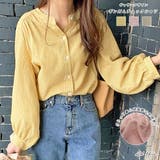 ギャザーデザイン ギンガムチェックシャツ | ad thie | 詳細画像1