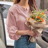 ギャザーデザイン ギンガムチェックシャツ | ad thie | 詳細画像3