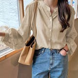 ギャザーデザイン ギンガムチェックシャツ | ad thie | 詳細画像7