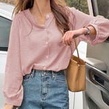 ピンク | ギャザーデザイン ギンガムチェックシャツ | ad thie