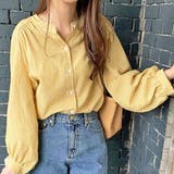 イエロー | ギャザーデザイン ギンガムチェックシャツ | ad thie