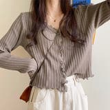 モカ | フリルメローランダムリブカーディガン | ad thie