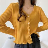 イエロー | フリルメローランダムリブカーディガン | ad thie