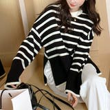 フレアスリーブ ボーダーニット | ad thie | 詳細画像10 