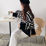 フレアスリーブ ボーダーニット | ad thie | 詳細画像14 