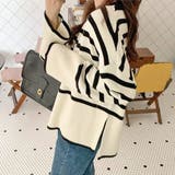 フレアスリーブ ボーダーニット | ad thie | 詳細画像2 