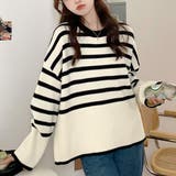 フレアスリーブ ボーダーニット | ad thie | 詳細画像6 