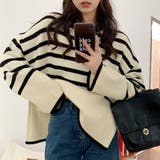 アイボリー1 | フレアスリーブ ボーダーニット | ad thie