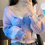 パープル | グラデーションカラー ニットカーディガン | ad thie