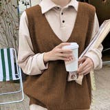 ブラウン | ふんわり・もちもち Vネックニットベスト | ad thie