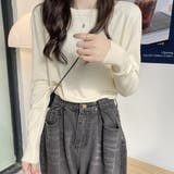カラー クルーネック ベーシック ニット | ad thie | 詳細画像3 