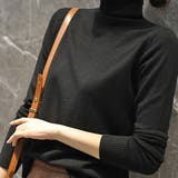ブラック | カラー豊富 ソフトタッチ カラータートルニット | ad thie