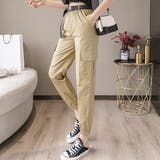 ベージュ | ベルト付き・裾絞り カーゴパンツ | ad thie