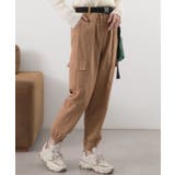 キャメル | ベルト付き・裾絞り カーゴパンツ | ad thie