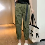 カーキ | ベルト付き・裾絞り カーゴパンツ | ad thie