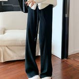 ブラック1 | あったかリブニット ストレートイージーパンツ | ad thie