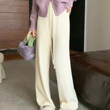 アイボリー1 | あったかリブニット ストレートイージーパンツ | ad thie