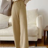 ベージュ | あったかリブニット ストレートイージーパンツ | ad thie