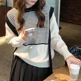 ブラック | ベストドッキング デザインニット | ad thie