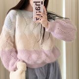 グラデーションニットプルオーバー ゆったり 柔らか | ad thie | 詳細画像2 