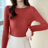 レンガ | メローネック 袖フレアリブニット | ad thie