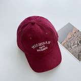 レッド | コーデュロイ・刺繍ロゴ ベースボールキャップ  | ad thie