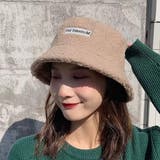 キャメル | レタリングロゴ ボアバケットハット | ad thie