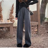 チャコール | カットジャガード裏起毛ワイドパンツ | ad thie