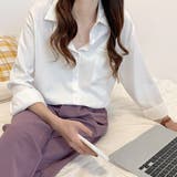 ポケット付き・ラウンドヘム ニュアンスカラーシャツ | ad thie | 詳細画像8 
