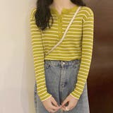 ヘンリーネック ボーダーリブニット | ad thie | 詳細画像8 