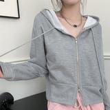 ショート丈・裏毛 ダブルジップパーカー[品番：ADEW0003944]｜ad
