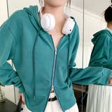 グリーン | ショート丈・裏毛 ダブルジップパーカー | ad thie