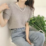 ダブルスカラップ 柄編みサマーニットトップス | ad thie | 詳細画像8 
