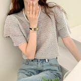 グレー | ダブルスカラップ 柄編みサマーニットトップス | ad thie