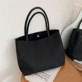 ブラック | ヴィーガンレザーハンドル キャンバストートバッグ | ad thie