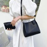 ブラック | ノットハンドル・ポーチ付き ヴィーガンレザトートバッグ | ad thie