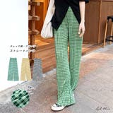 チェック柄・プリーツ ストレートパンツ | ad thie | 詳細画像1 