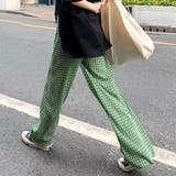 チェック柄・プリーツ ストレートパンツ | ad thie | 詳細画像3 