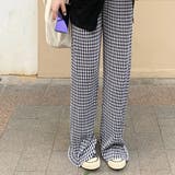 チェック柄・プリーツ ストレートパンツ | ad thie | 詳細画像8 