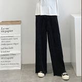 ブラック | 無地・プリーツ ストレートパンツ | ad thie
