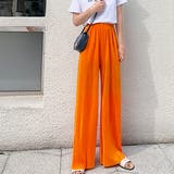 オレンジ | 無地・プリーツ ストレートパンツ | ad thie