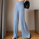 ライトブルー | 無地・プリーツ ストレートパンツ | ad thie