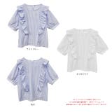 フリル・シアーストライプ パフスリーブブラウス | ad thie | 詳細画像12 