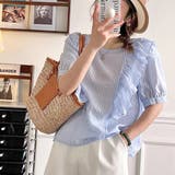 フリル・シアーストライプ パフスリーブブラウス | ad thie | 詳細画像6 