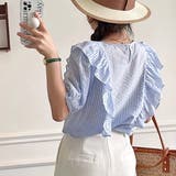 フリル・シアーストライプ パフスリーブブラウス | ad thie | 詳細画像7 