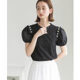 パール付き・パフスリーブ ショルダーフリルTシャツ | ad thie | 詳細画像2
