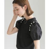 パール付き・パフスリーブ ショルダーフリルTシャツ | ad thie | 詳細画像3