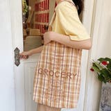 チェック柄 ロゴトートバッグ | ad thie | 詳細画像3 